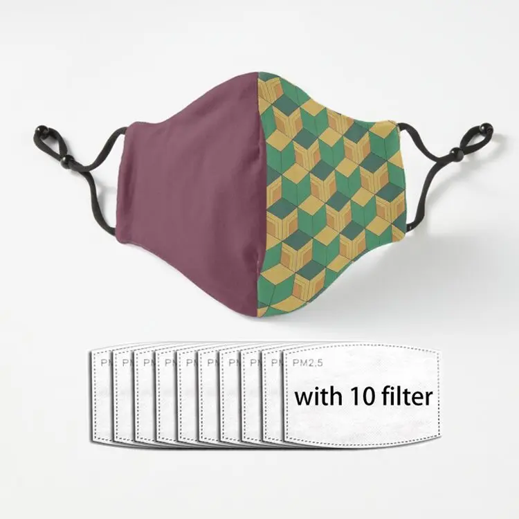 

Маска для взрослых, многоразовая, из полиэстера, с принтом Demon Slayer Kimetsu no Yaiba KNY Tomioka Giyuu Haori