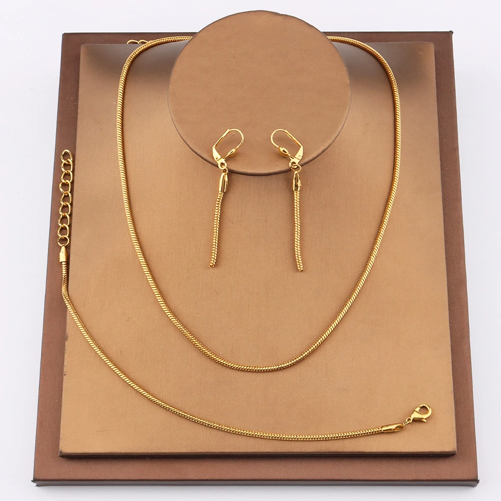 

Роскошные африканские Ювелирные наборы для женщин Свадебные Серьги Дубай Свадебный танцевальный подарок браслет тонкая цепочка ожерелье ...