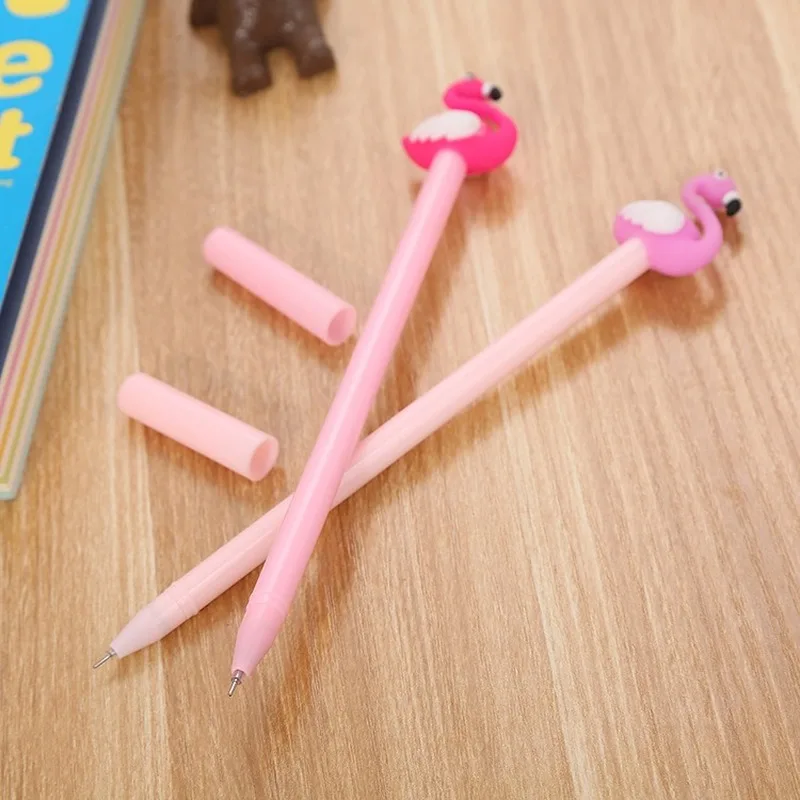 20PCs Creative Flamingo Gel Pen Cartoon Animal Shape Cute Pens Learning Stationery Study Writing Tools Signature Pen Wholesale