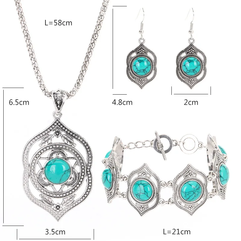 TSHOU250 Женский комплект из ожерелья серег и браслета в этническом стиле | Украшения