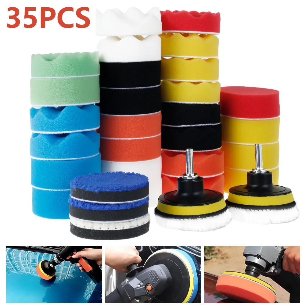 

3 Inch Car Polishing Kit Polish Pad Car Polish Buffing Pad Abrasive Disc Sponge Foam Pads Polisher for Headlight Refurbish