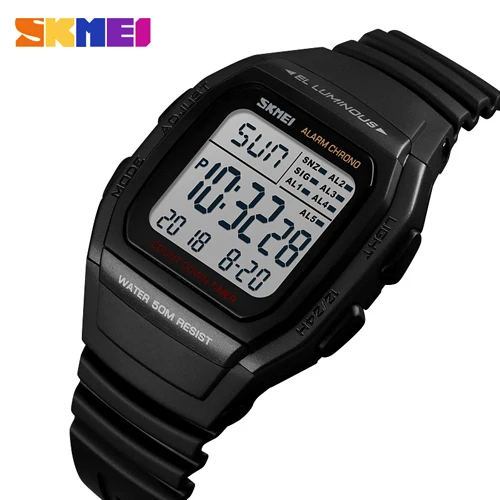 Black watch SKMEI брендовые роскошные часы мужские модные цифровые электронные часы спортивные водонепроницаемые военные Chrono наручные часы Relogio Masculino - Цвет: Black watch