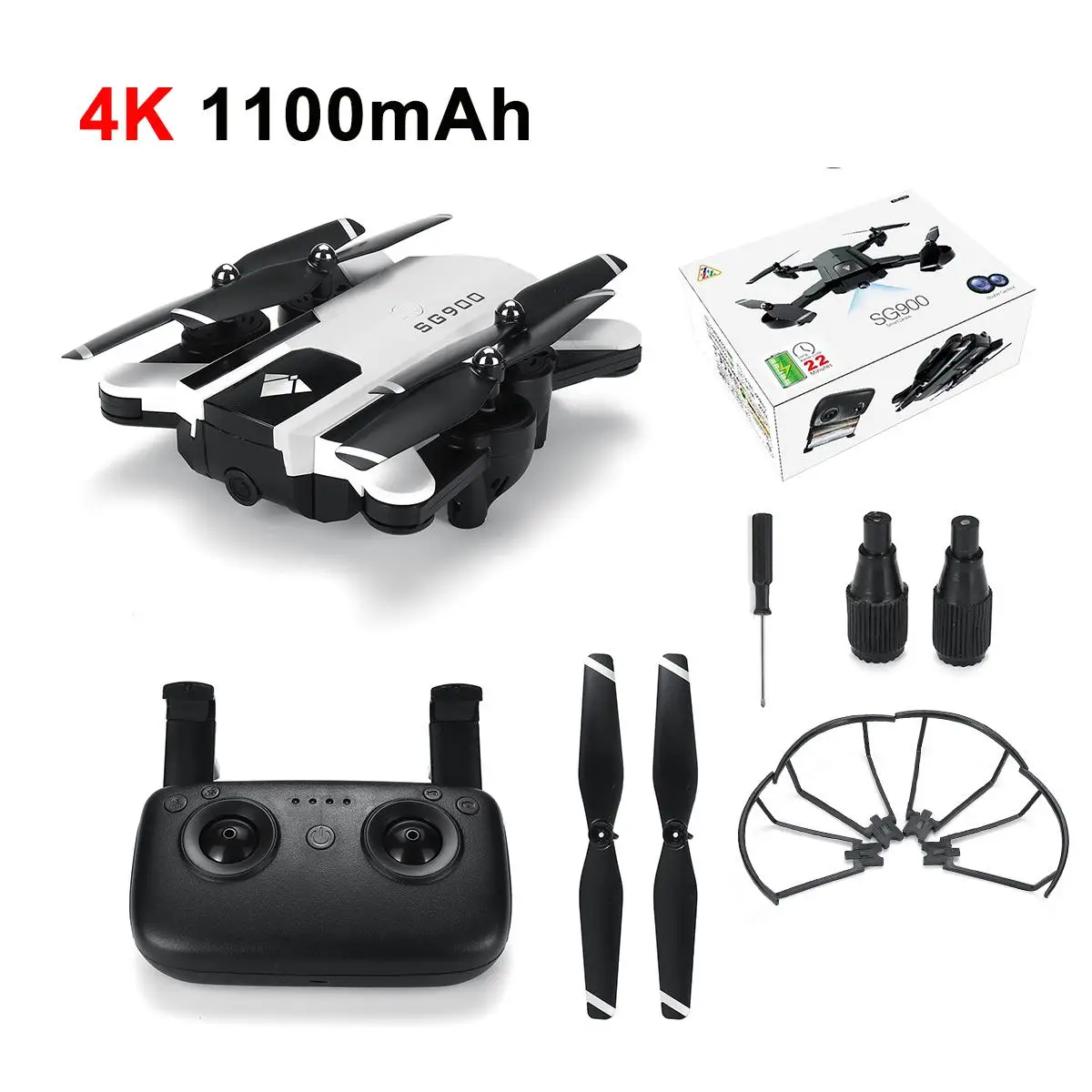 white 1100mAh box SG900 FPV камера Дрон 4K камера оптический поток селфи Дрон складной Wifi Квадрокоптер вертолет Дрон дроны профессиональный - Цвет: white 1100mAh box