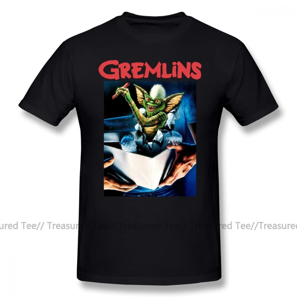 Gremlins футболка с короткими рукавами хлопковая Футболка потрясающая 4xl графическая Мужская Пляжная футболка - Цвет: Black
