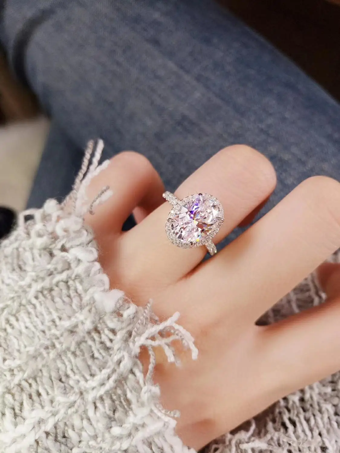 Высококачественное обручальное кольцо 3 карата HW овальной формы в форме воды из