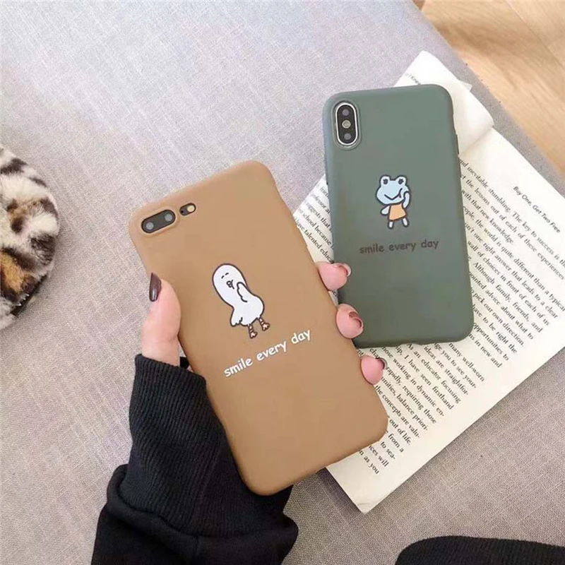 Cute Little Frog iphoneXSMax Mobile Phone Case iPhone7plus Cartoon Duck Frosted Soft Shell |