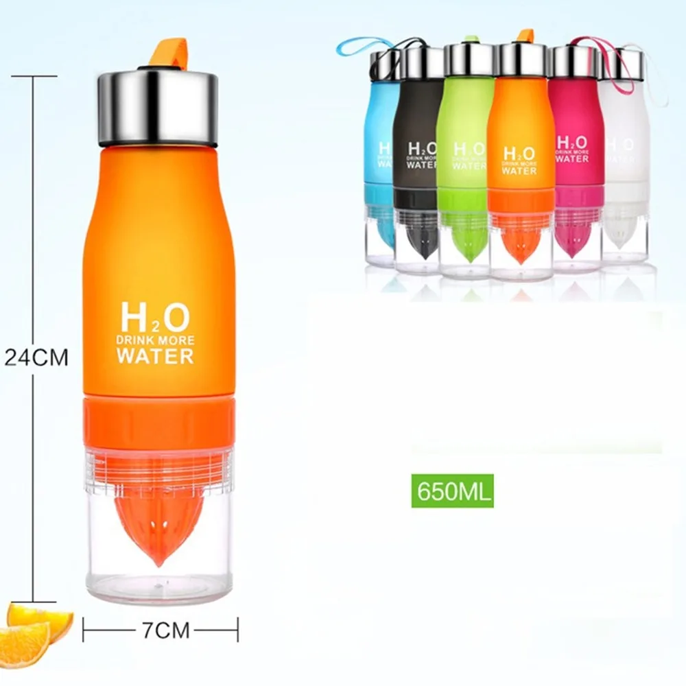 

Drinkware 650ml Infuser Water Bottle Plastic Fruit Infusion Kids Drink Outdoor Sports Bottle Juice Lemon Portable Kettle