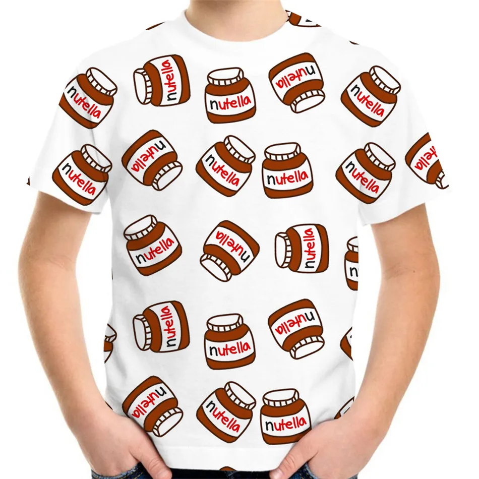 

Summer Boy Girl Food Nutella Funny Print T-Shirt Children Teen 90s Harajuku Kawaii Fashion Tshirt Kids Cute Cartoon Clothes Tops