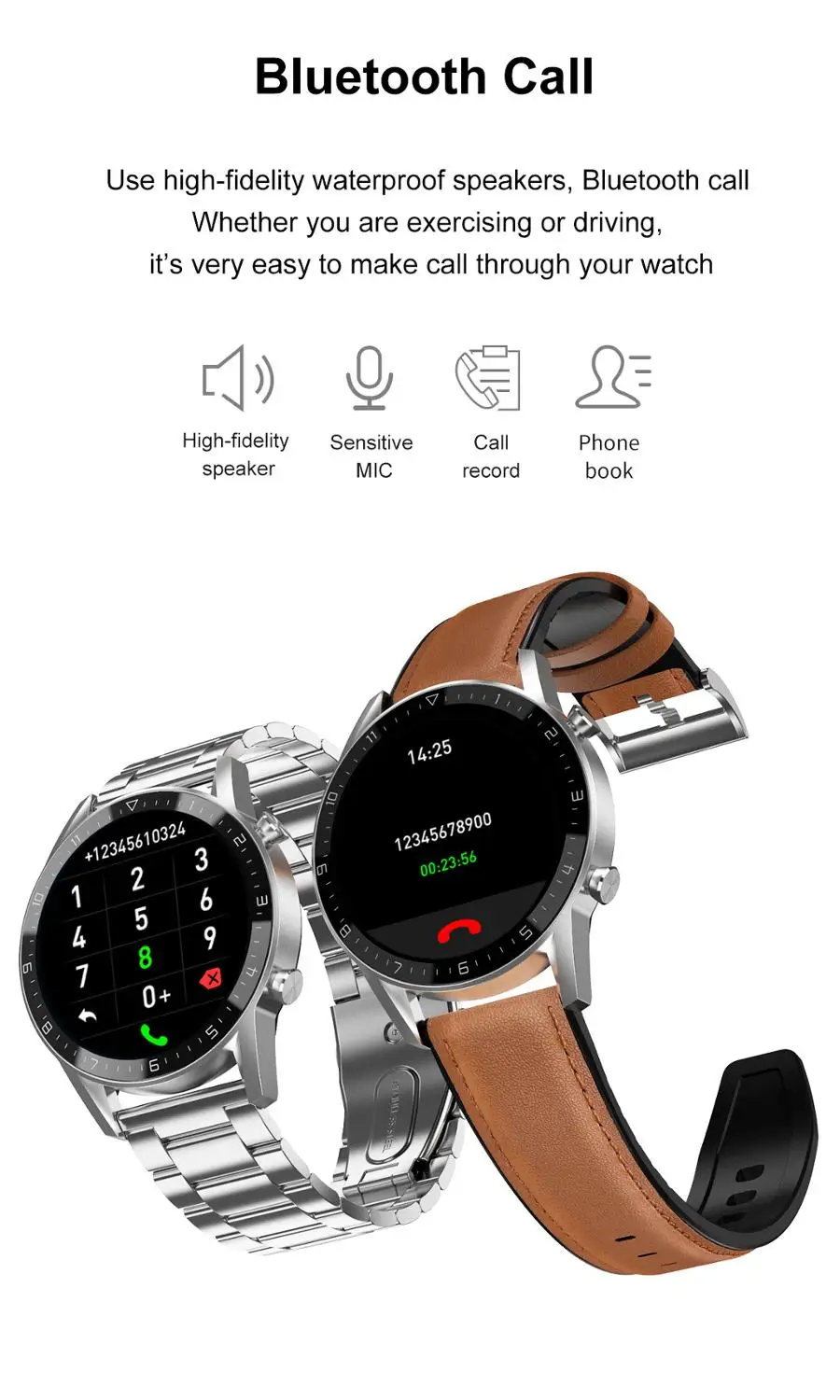 Смарт часы KUSDO для мужчин и женщин умные с Bluetooth водостойкие IP68 спортивный фитнес