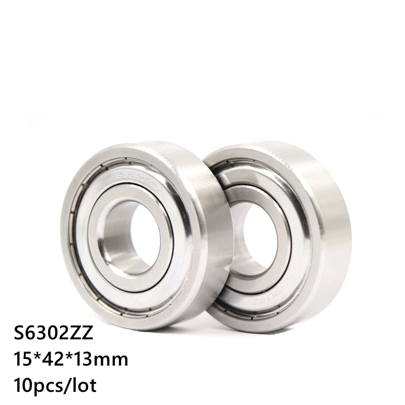 10 шт./лот ABEC 5 S6302ZZ S6302 ZZ 15*42*13 мм шарикоподшипники из нержавеющей стали с глубоким