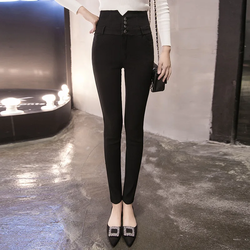 

Sexy Cross-cut Waist High-waisted Breasted Slim Slimming Feet Pants Pencil Wash Trousers