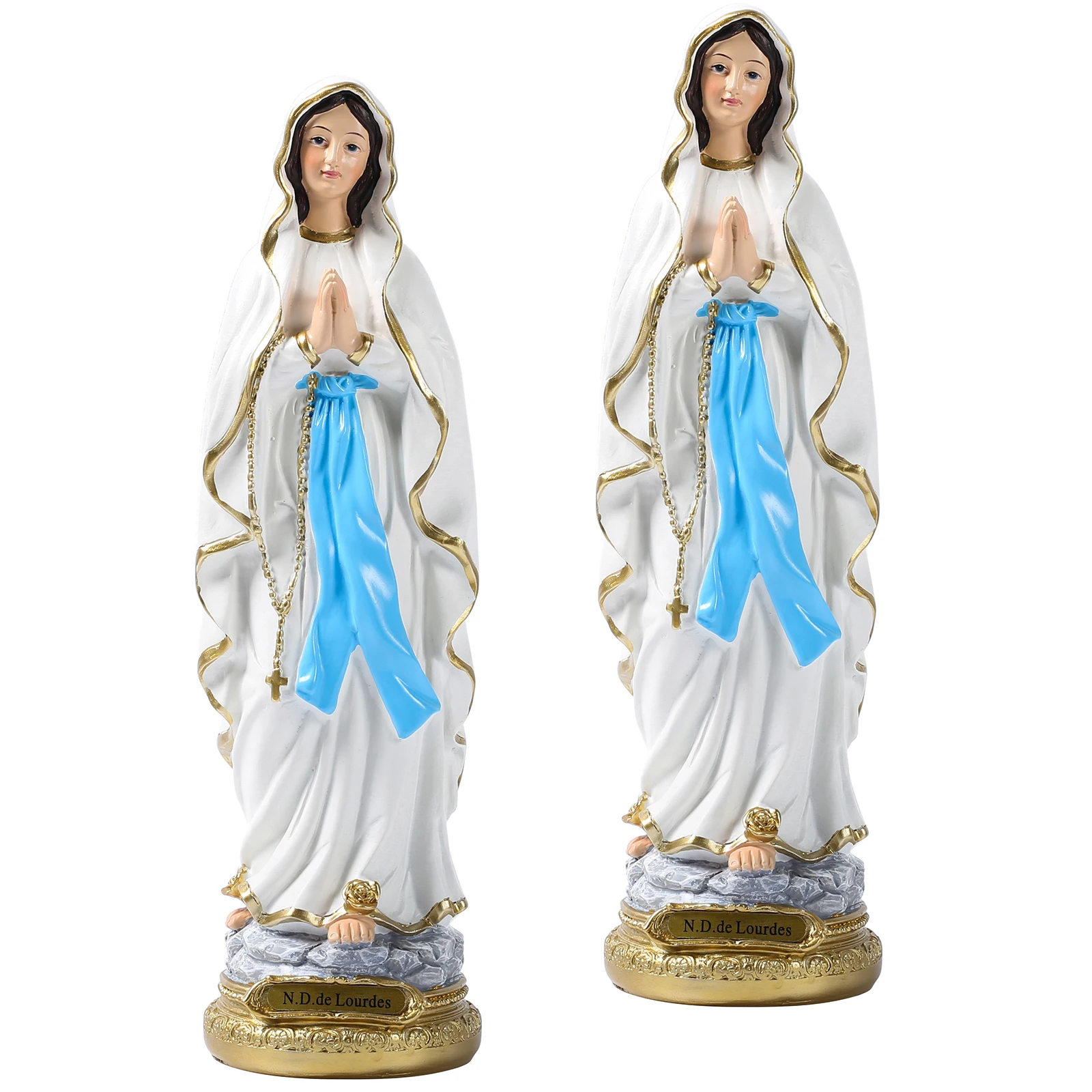 

2x Our Lady of Grace The Blessed Virgin Mary Figure Handmade Religious Gift Home Decoration