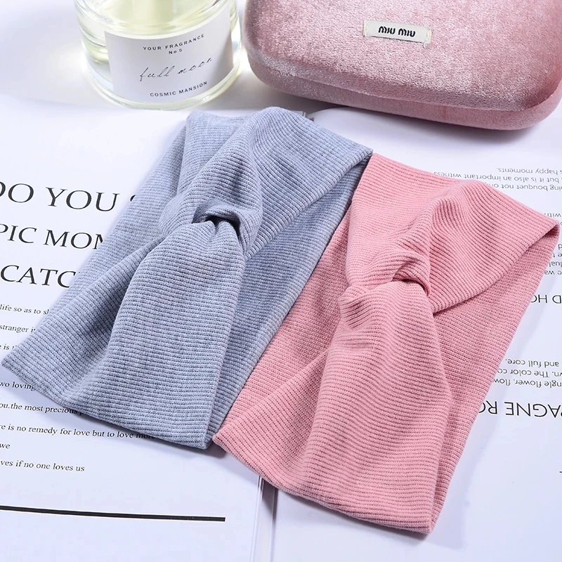 Тюрбан повязка на голову однотонный хлопковый бандаж широкая бандана с узлом