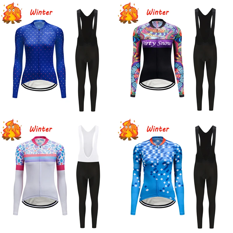 Зимний женский теплый флисовый комплект из Джерси для велоспорта одежда горного
