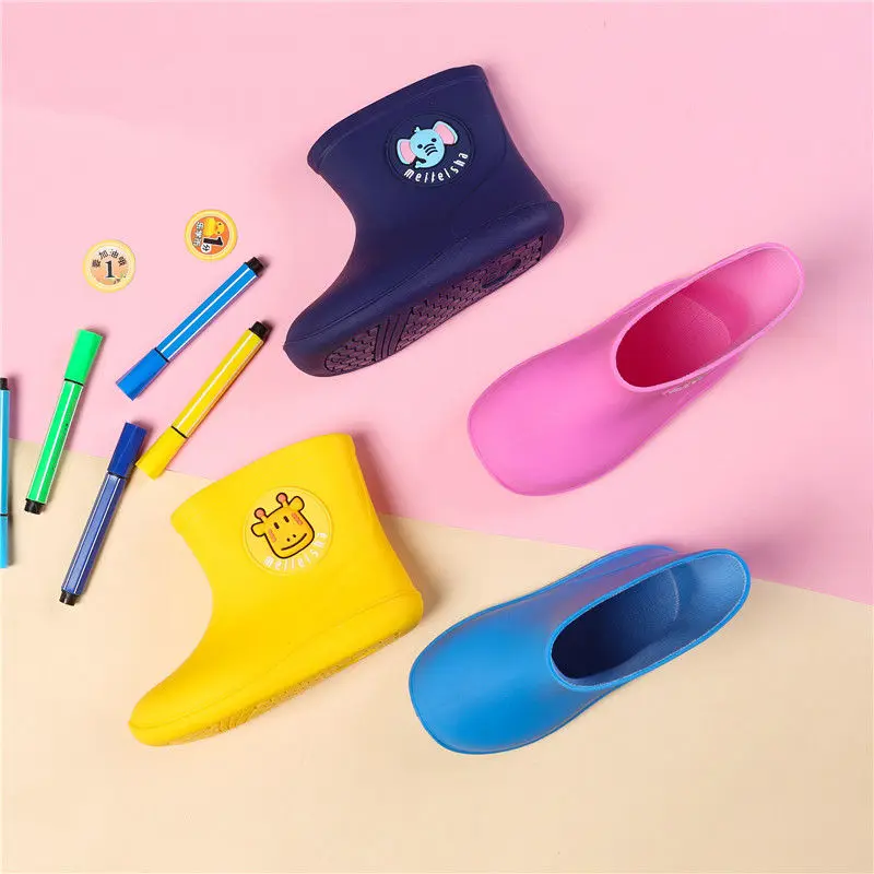 Непромокаемые ботинки для мальчиков и девочек Нескользящие теплые резиновые