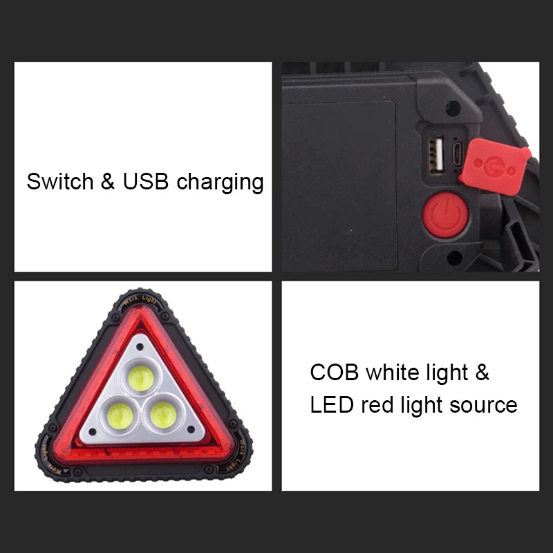 

LED Working Lamp Portable Waterproof Triangular Warning Light for Camping Hiking Emergency F-Best