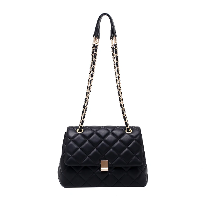 

2020 Chain Shoulder Handbags Casual Small Black PU Leather Crossbody Bags for Women Women's Branded Trending Hand Bag handbags