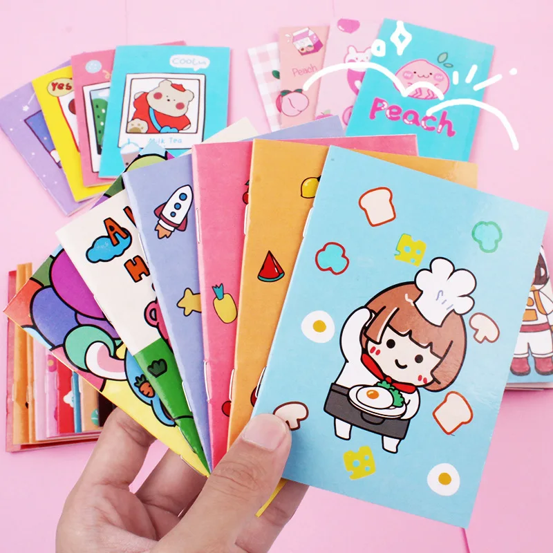 

4 Pieces Set Cartoon Girl Mini Notebook Cute Peach Notepad 18 Sheets School Supplies Diary Notebook Korean Stationery