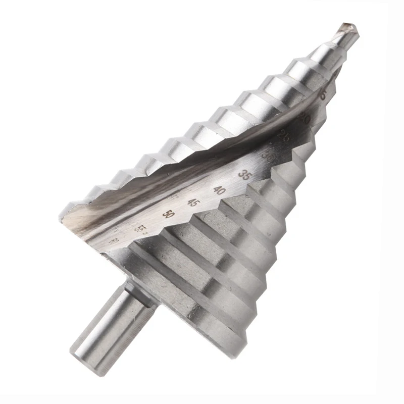 6-60mm Step Drill Bit Spiral Groove Wood Metal Hole Cutter High Speed Steel HSS Triangle Shank Step Cone Drill Bit Hole Bit