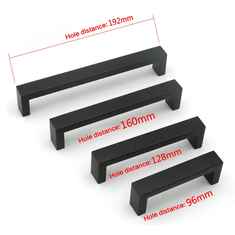 Современная черная ручка для шкафа квадратная фурнитура мебели кухонные дверные