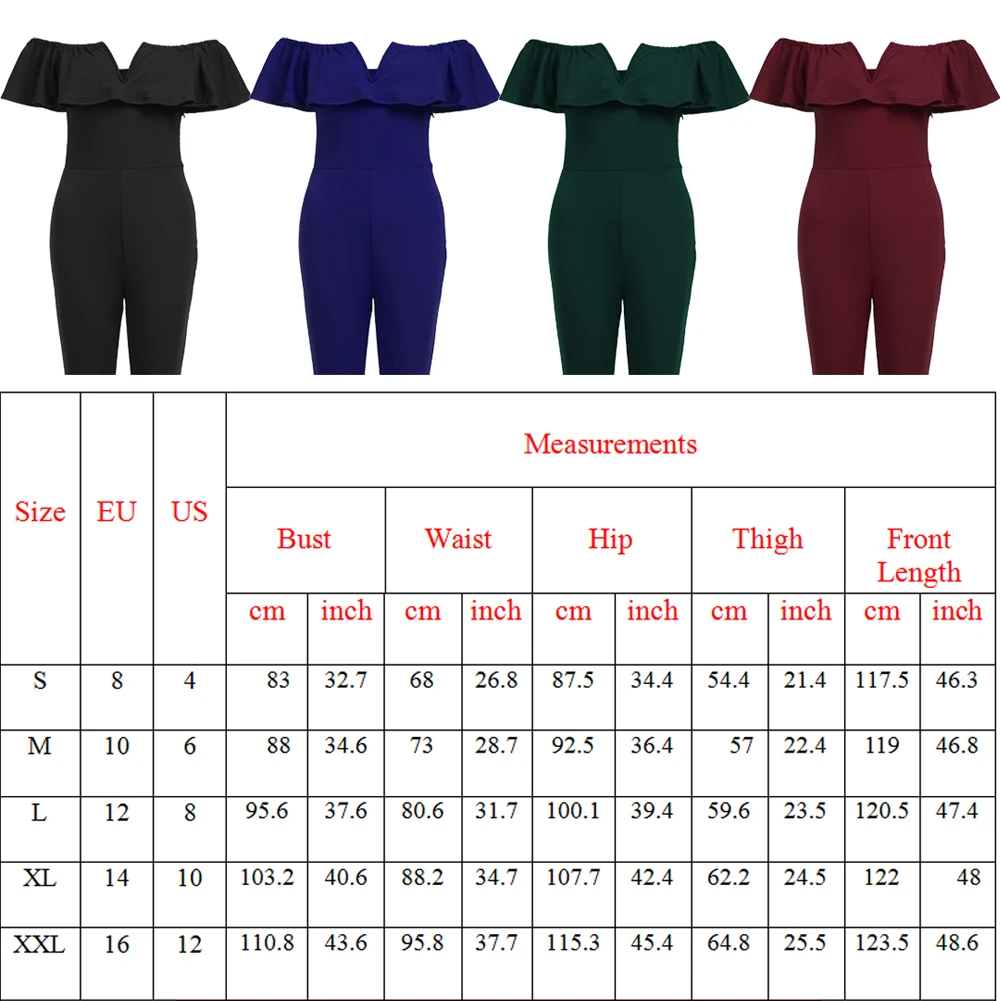 

Meihuida Women Fashion Ruffles One Shoulder High Waist Long Trousers Solid Evening Party Elegant Playsuit Jumpsuit