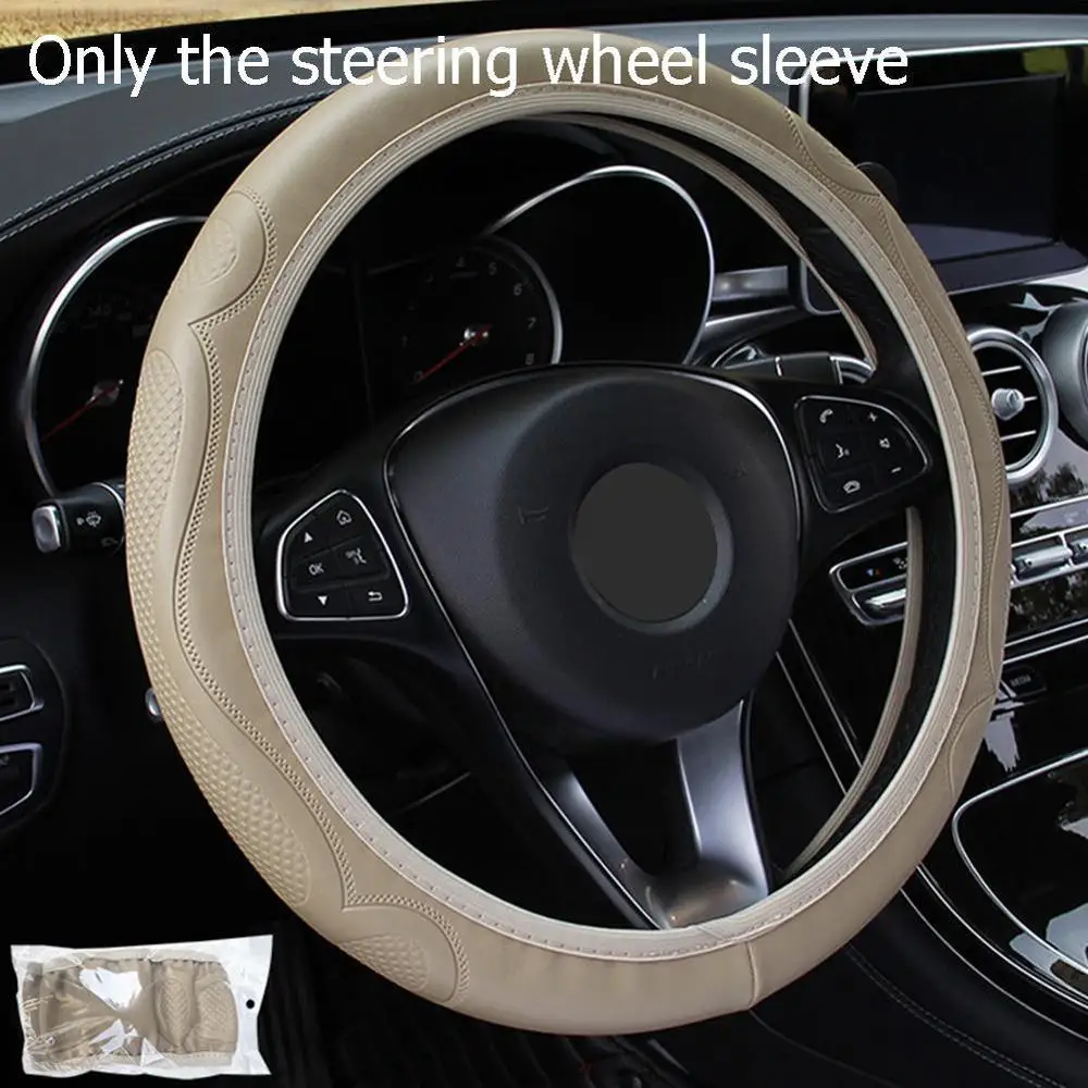 Кожаная универсальная оплетка рулевого колеса автомобиля 38 см автомобильный
