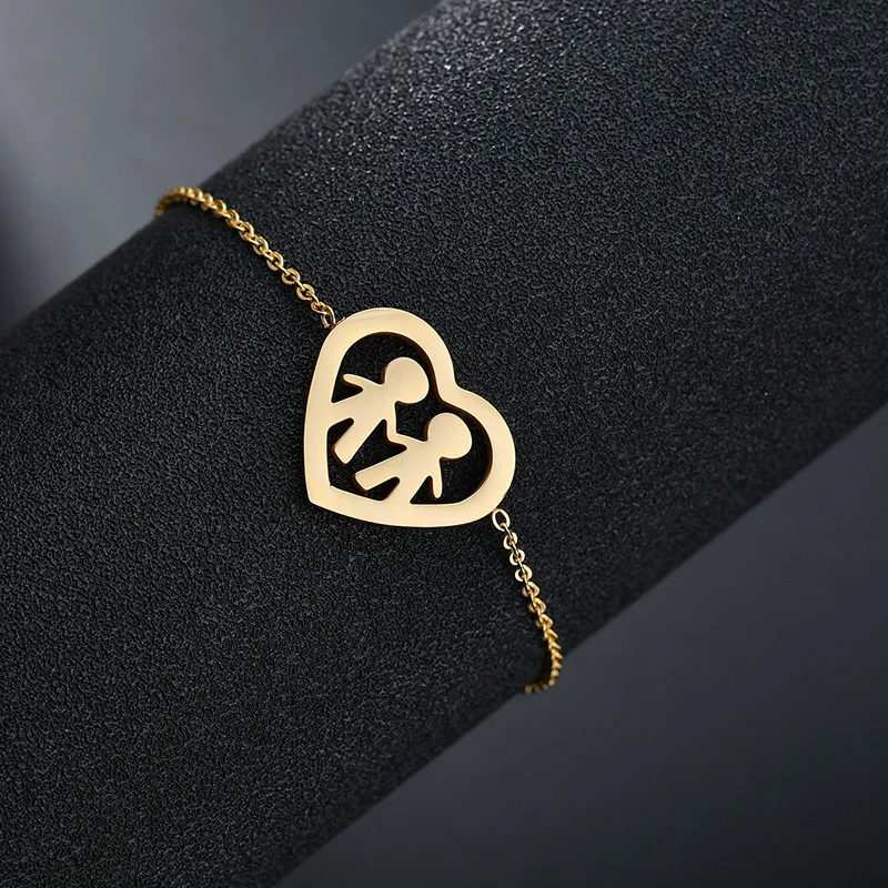 bracelet gold Nextvance Семья любовь два ребенка сердце браслет из нержавеющей стали для женщин золотой цвет Pulseira Feminina любовник обручальные ювелирные изделия - Окраска металла: bracelet gold