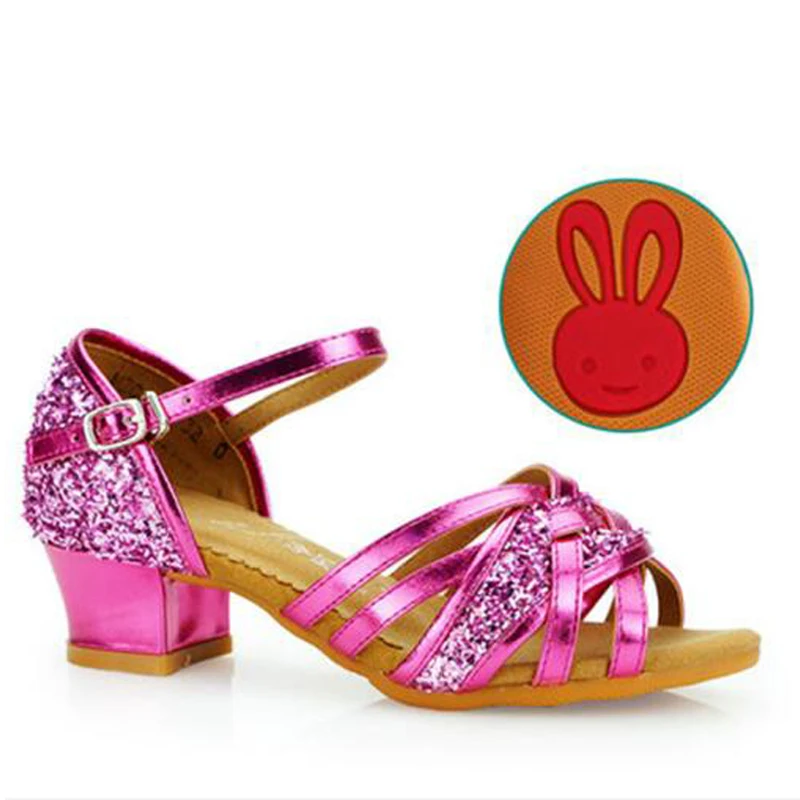 Туфли детские для латиноамериканских танцев мягкие босоножки на низком каблуке