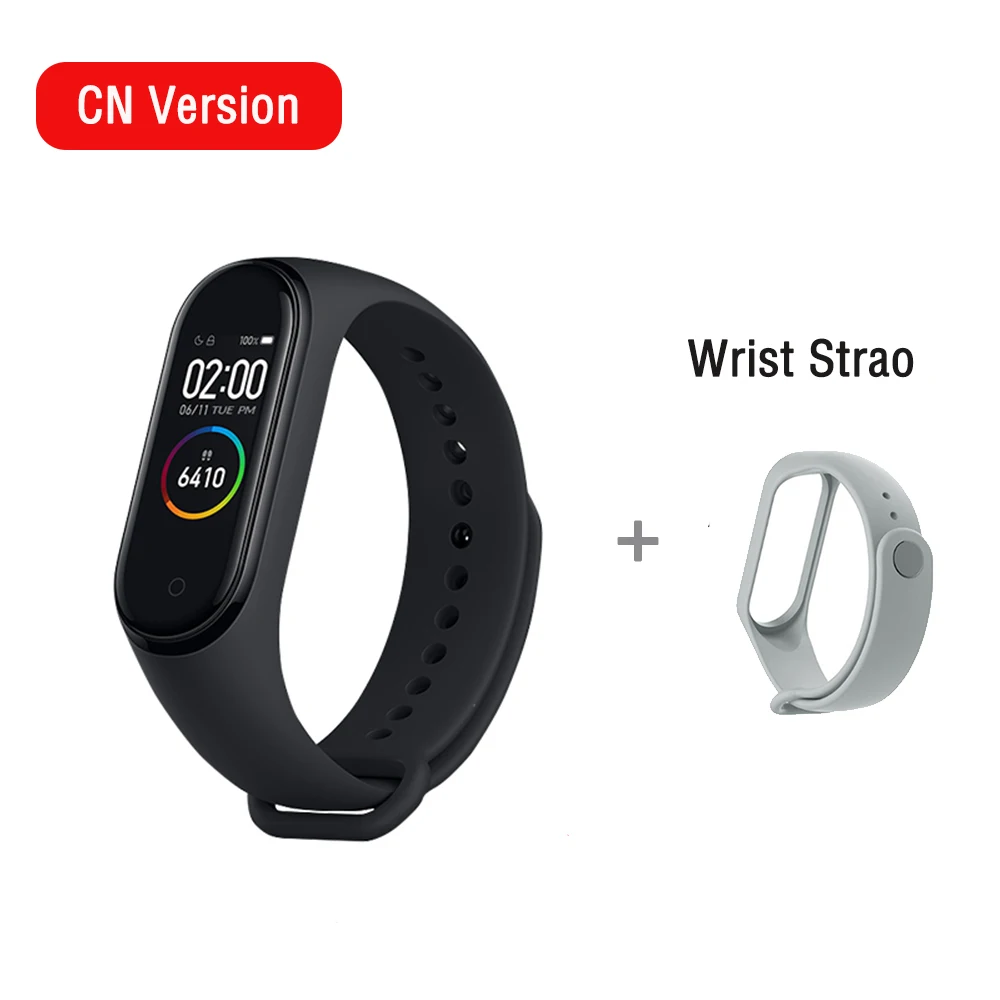 Xiaomi mi Band 4 Smart mi band 3 Цвета экран браслет пульсометр фитнес музыка Bluetooth 50 м водонепроницаемый бандаж 4 - Цвет: with wrist strao1