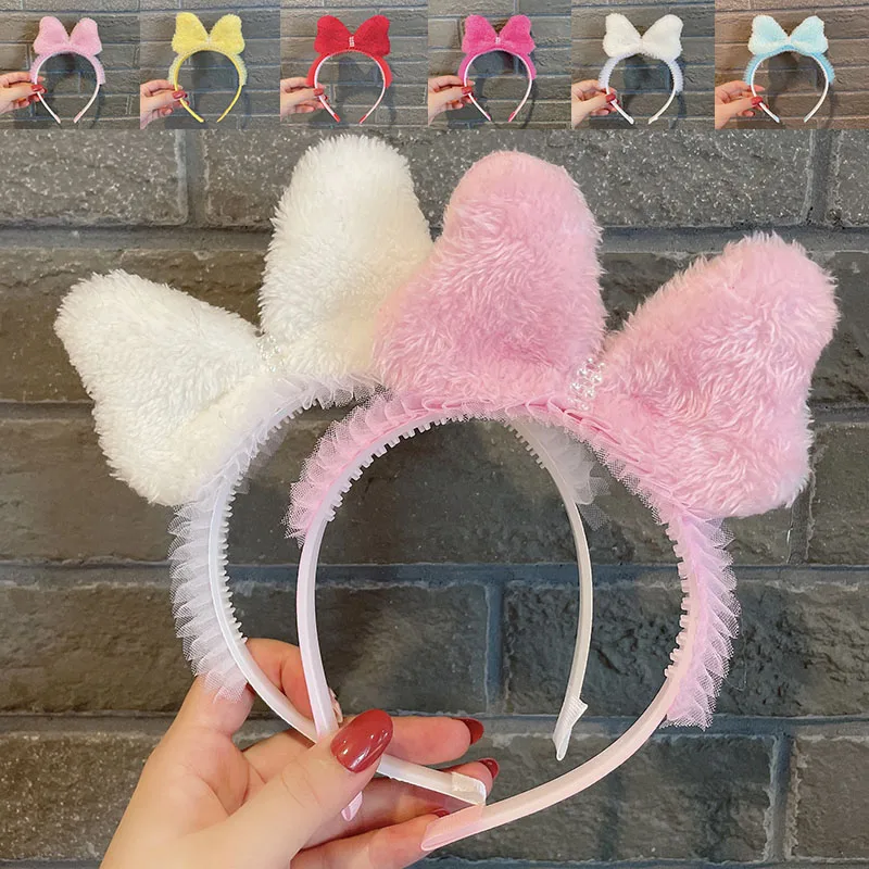 Однотонные Детские банты 2021 ободок для волос с мультипликационным рисунком