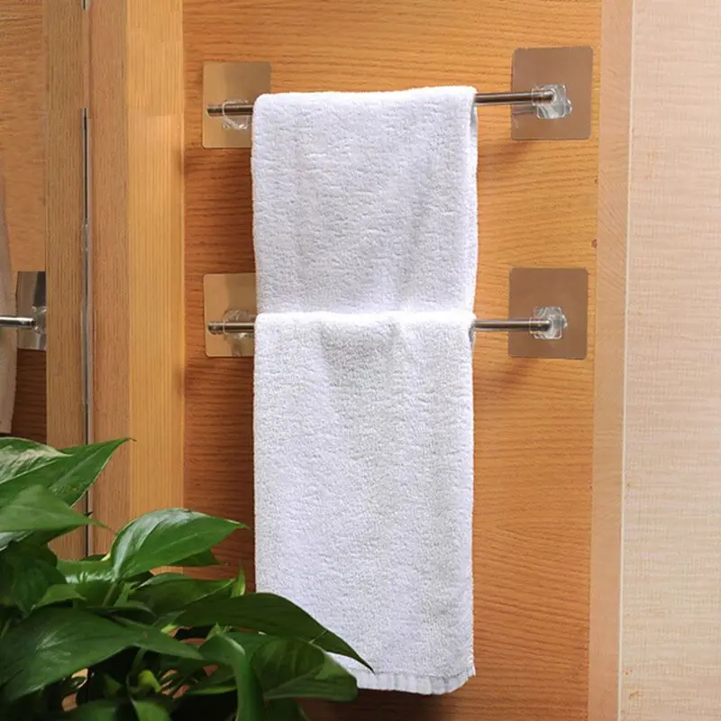 

Stainless Steel Bath Towel Holder Wall Mounted Hanger Towel Rack Single Rod Organiser for Home Kitchen Bathroom P82D