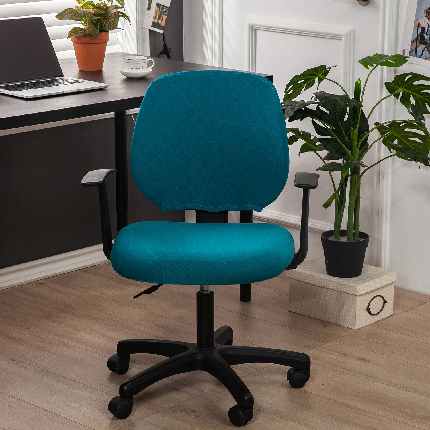 

Чехол для офисного кресла, однотонный, эластичный, чехол на компьютерное кресло спандекс, 2 шт., Съемный и моющийся