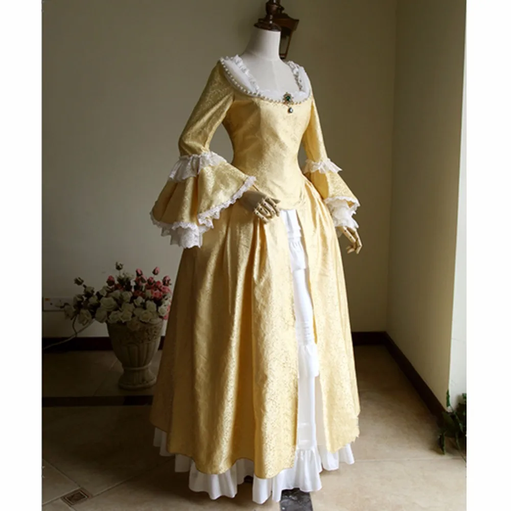 Полностью корсетный рококо колоний грузинский 18thc Marie Antoinette день суд платье