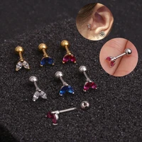 1pc rainbow cz flower ear bone stud piercing earrings for women gold nose piercing stud puncture cartilage labret jewelry