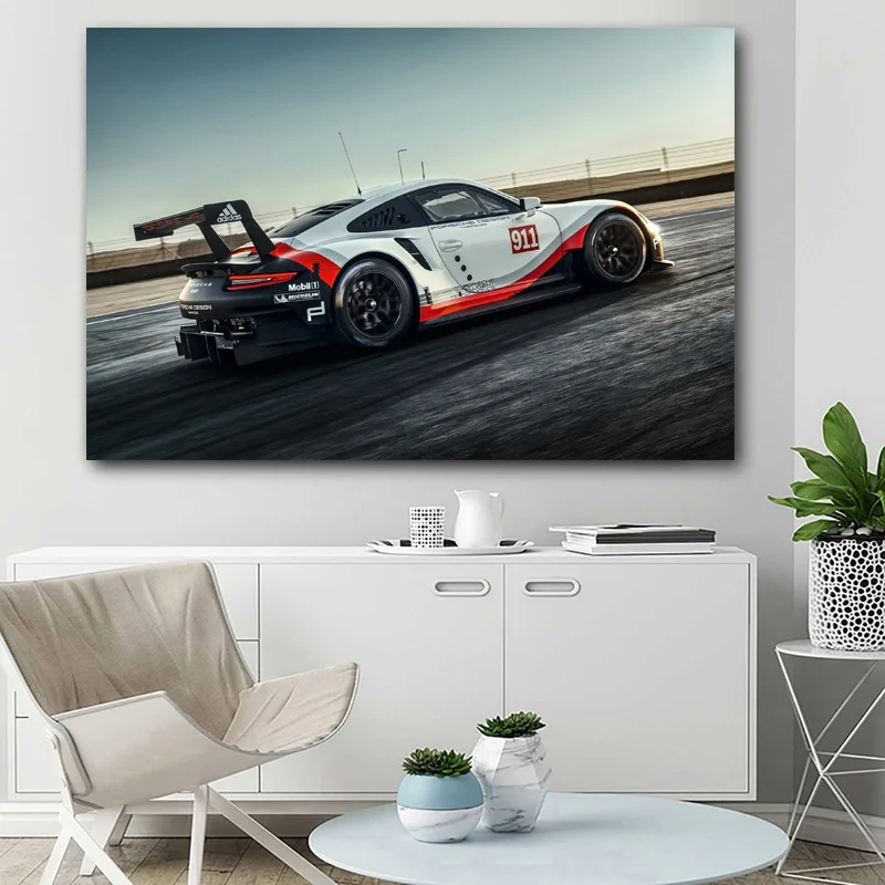 Плакаты и принты на холсте Porsches 911 RSR картина с гоночным автомобилем суперкар
