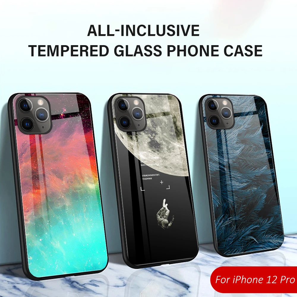 

Glass Phone Case For iPhone 13 12 11 Pro Max Mini Soft Silicone Cover For iPhone XR 6S 7 8 Plus Capa For iPhone SE 2020 X XS Max