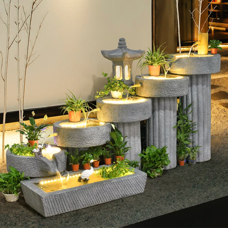 Украшение для фонтана японская бамбуковая каменная мельница пруда сада скалы