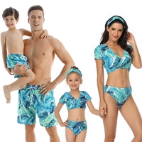 family matching swimwear girls womens swimsuits bikini boys swimming sets father mother and daughter son bathing swim suit