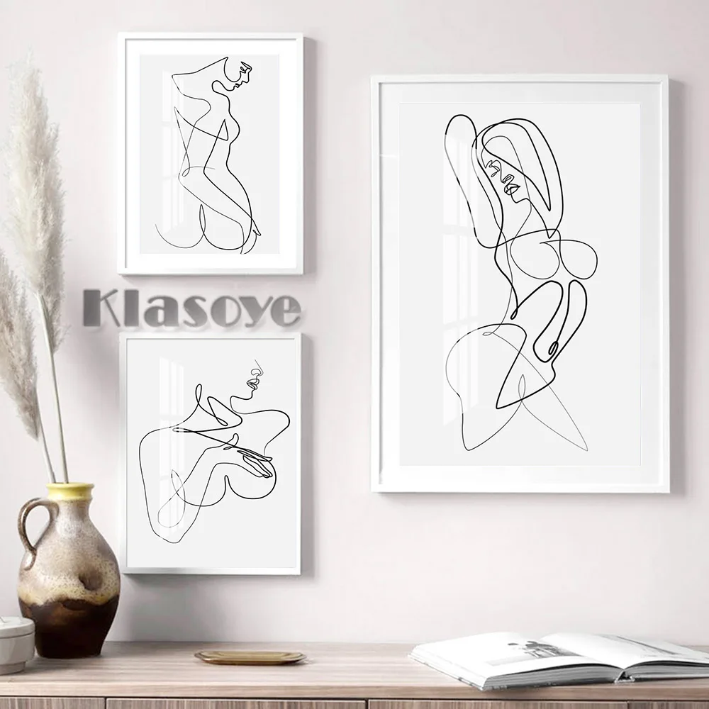 

Female Nude Graceful Line Drawing Art Prints Poster One touch Drawing Wall Hanging Stickers Modern Minimalist Bedroom Home Decor