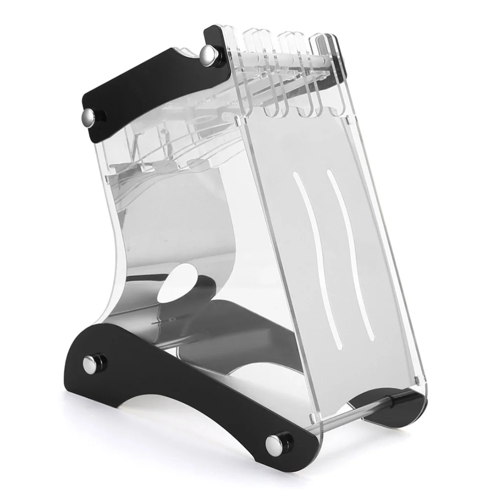 

Multi-Slots Kitchen Block Transparent Acrylic Stainless Steel Holder Storage Rack Tilt Style Inserted Organizer for Indoor Outdo