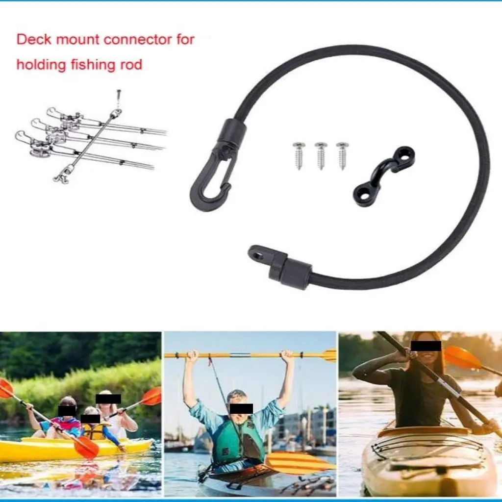 Set of 3pcs 37.5cm Boat Fishing Rod Tamer Holder Hold Down Elastic Rope Bungee Cord Saver Belt Gunwale Accessories