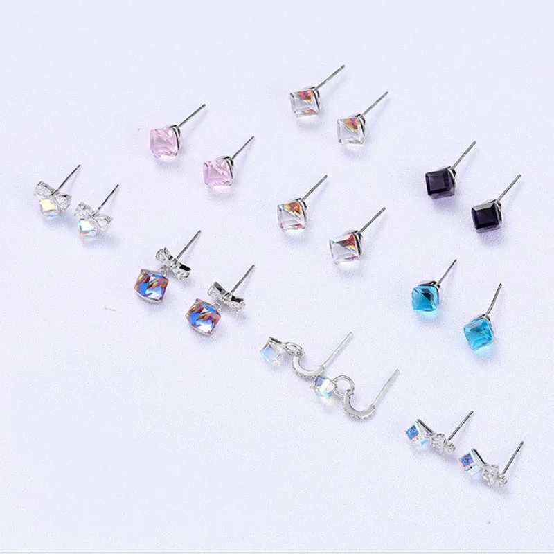 Короче спереди и длиннее сзади) Paulina S925 серебряные классические квадратные AAA