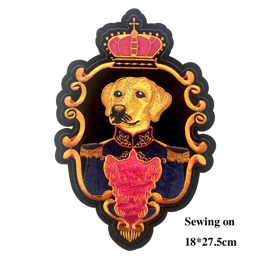 1pcs sew on dog 1 шт. большая мода корона лицо нашивки в форме собак Вышитые пришить Аппликация для одежды куртка аппликация, аксессуар для DIY LSHB699 - Цвет: 1pcs sew on dog