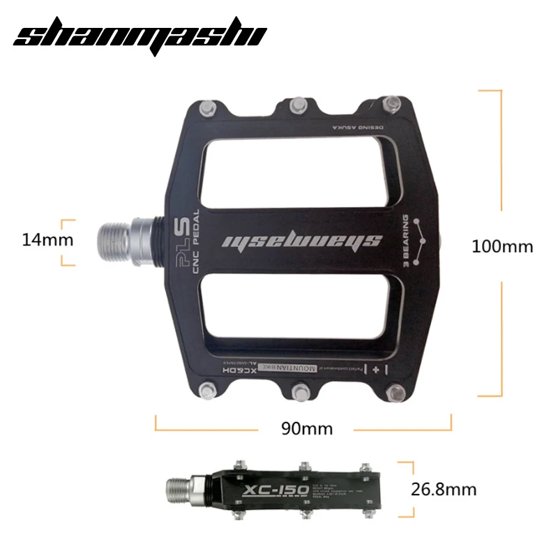 Велосипедная педаль SMS двойные Нескользящие 3 подшипника толстые большие из