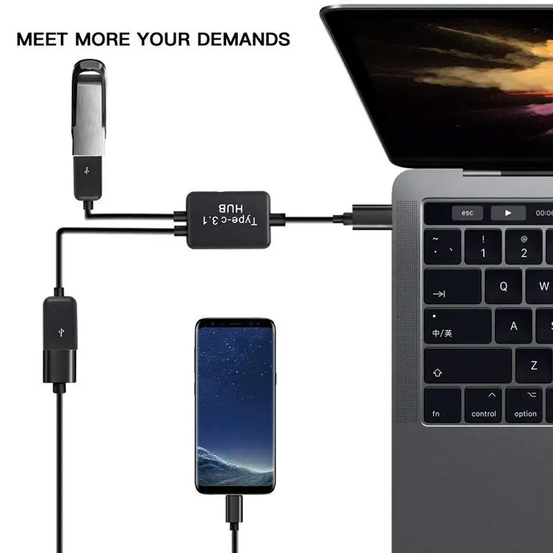Type C OTG USB 3 1 Male to Dual 2 0 Female Charge Port HUB Cable Y Splitter | Электроника