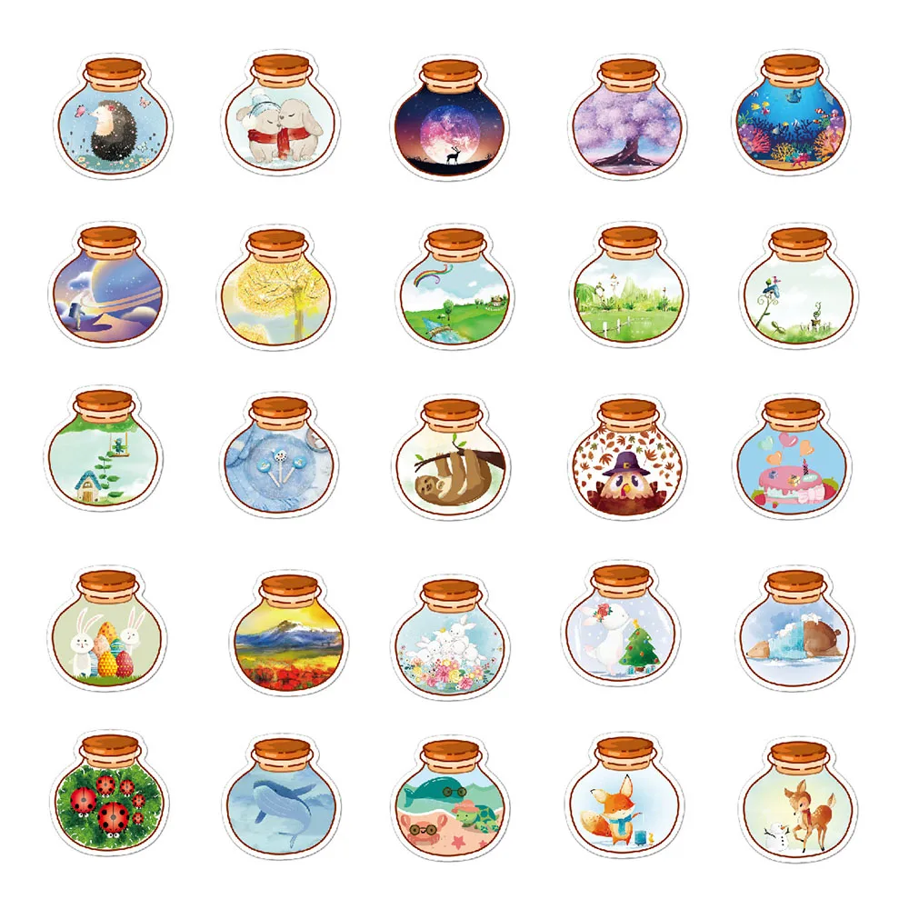 103050pcs cute the world in a bottle animal graffiti stickers cartoon decals scrapbook diary phone laptop sticker for kid toy free global shipping