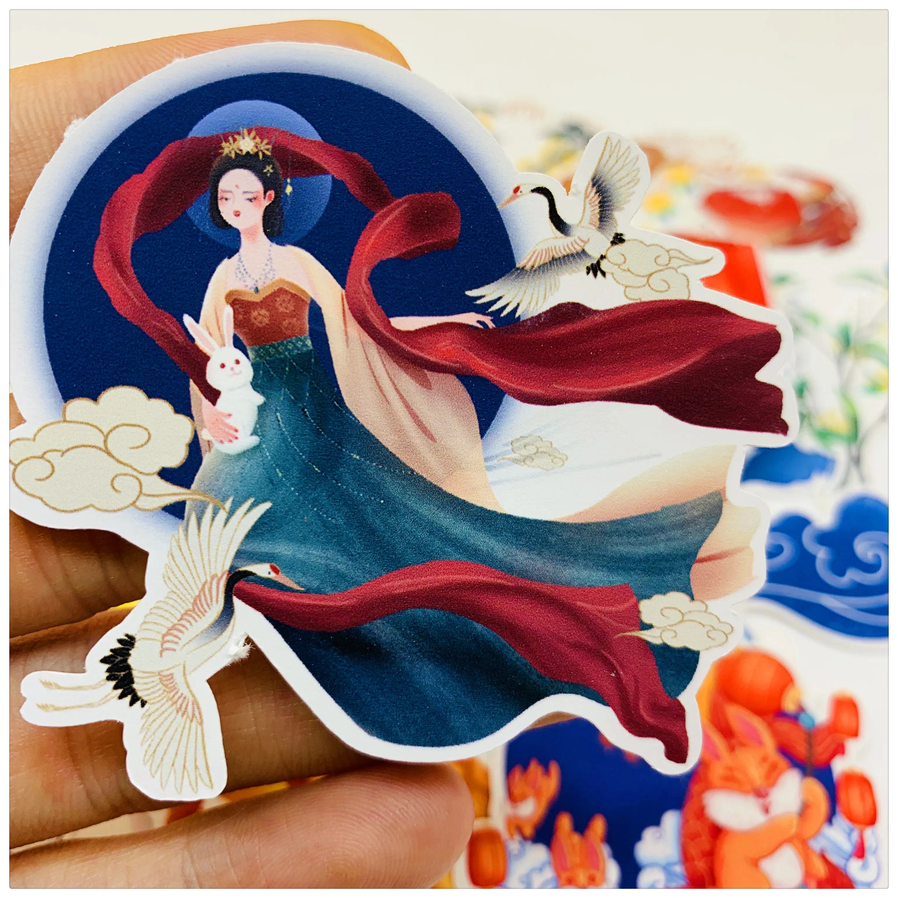 24 звёздочки винтажные наклейки в виде китайского Лунного торта на середину осени