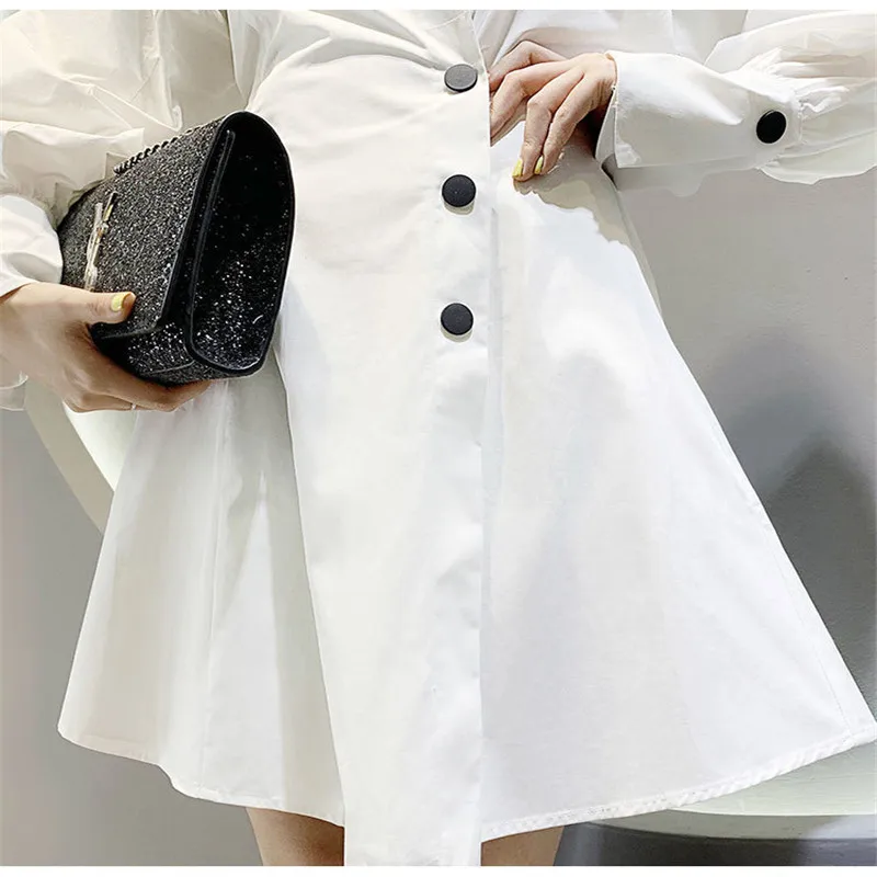 

Autumn And Winter New Retro Long Skirt V Neck Single Breasted Fashion Temperament Waist Slimming Solid Color Women's Dress C552