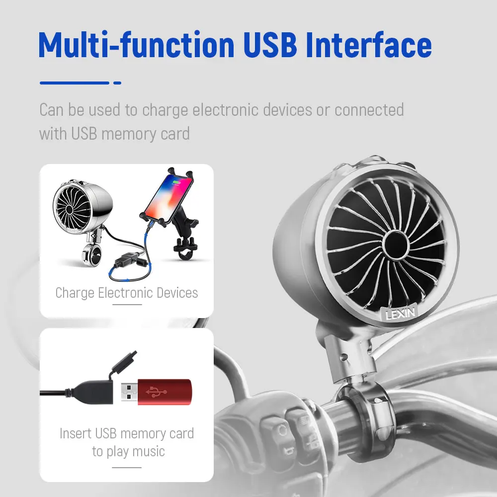Мотоциклетные аксессуары Lexin динамики Q3 USB FM функция Bluetooth 5 1 IP67 водонепроницаемый