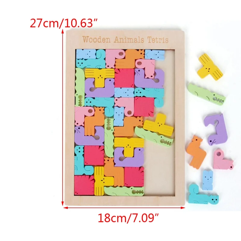 

Multifunctional Brain Developmental Jigsaw Puzzle for Baby Toddler Wooden Animal Teris Tangram Educational Preschool Toy